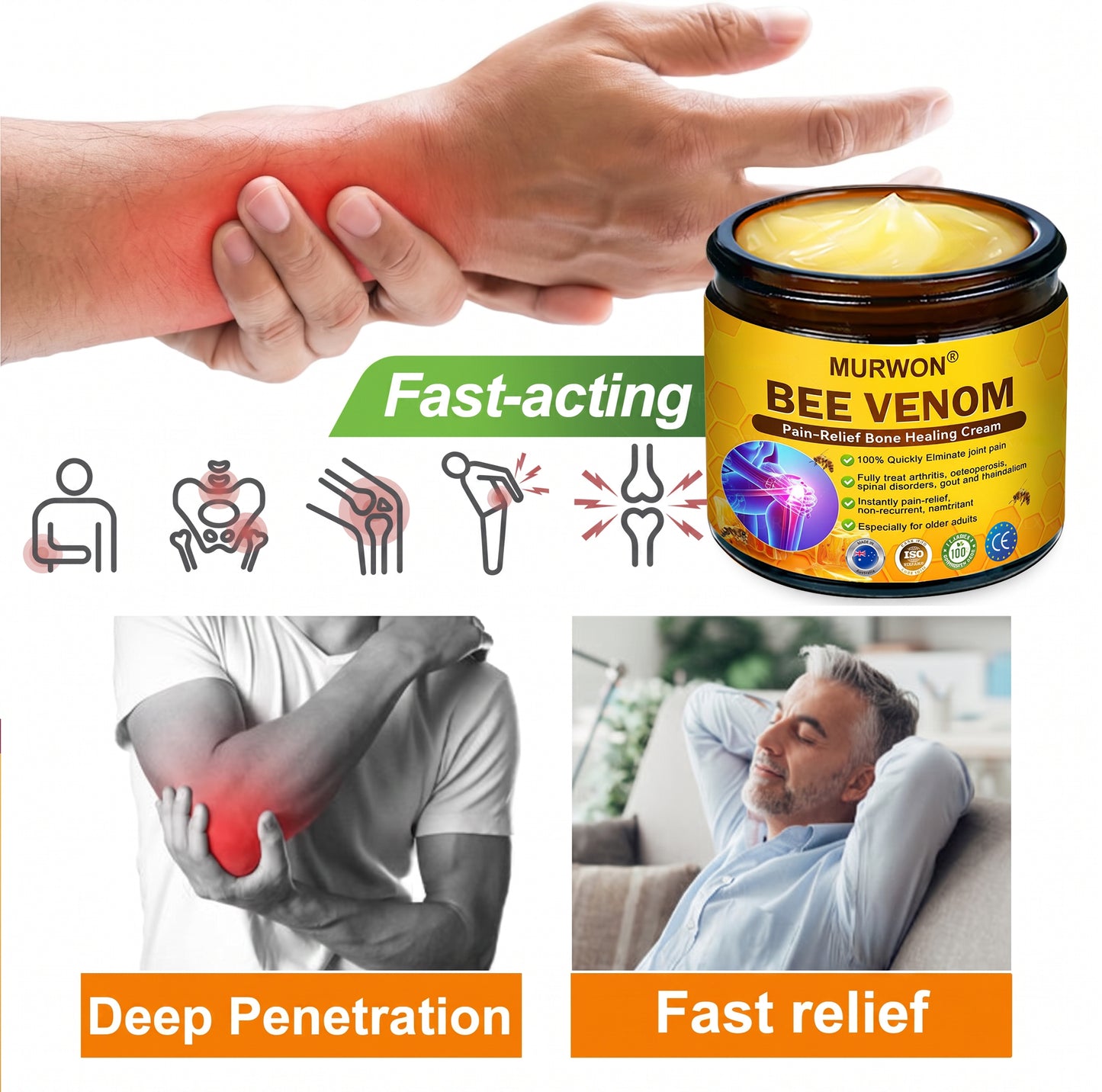 30% OFF 🎁🎁 | 𝐌𝐔𝐑𝐖𝐎𝐍® Bee Venom Balm for Pain Relief & Bone Healing ✨