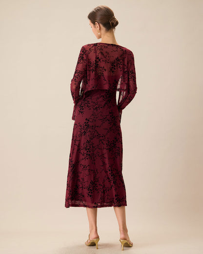 Red Floral Bodycon Slip Midi Dress